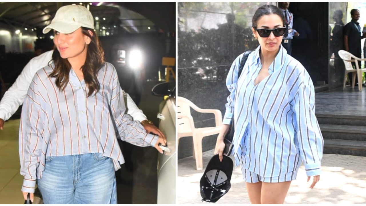 Kareena Kapoor and Malaika Arora are true blue besties in stripe printed shirts; Take notes for a breezy look Kareena Kapoor Khan, Malaika Arora, celebrity style, Bollywood, Summer outfit, fashion