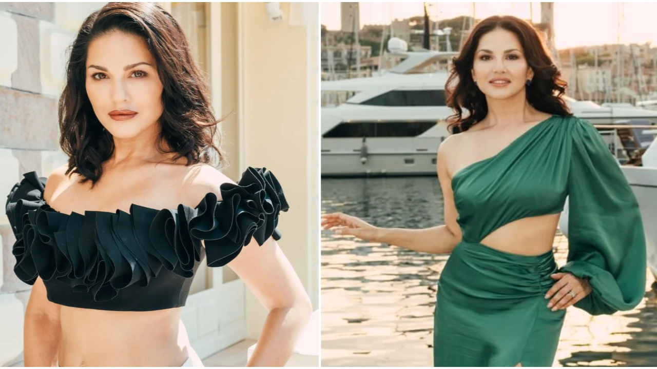 Cannes 2023: Sunny Leone makes smashing debut in Maria Kokhia maxi dress; Dons ruffled crop top for next look