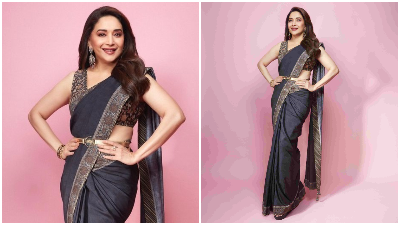 Madhuri Dixit's JJV Kapurthala By JJ Valaya below 50K Saree Set is florally  fabulous for Summer weddings | PINKVILLA