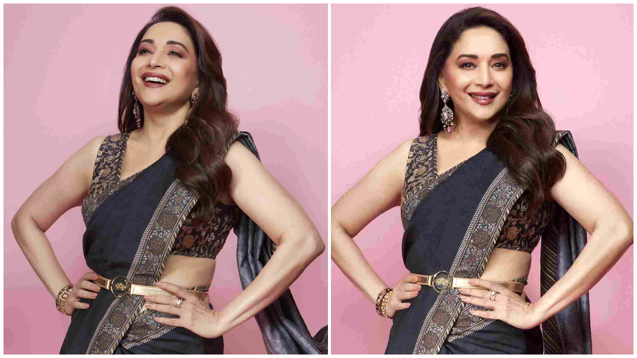 Madhuri Dixit's JJV Kapurthala By JJ Valaya below 50K Saree Set is florally  fabulous for Summer weddings | PINKVILLA