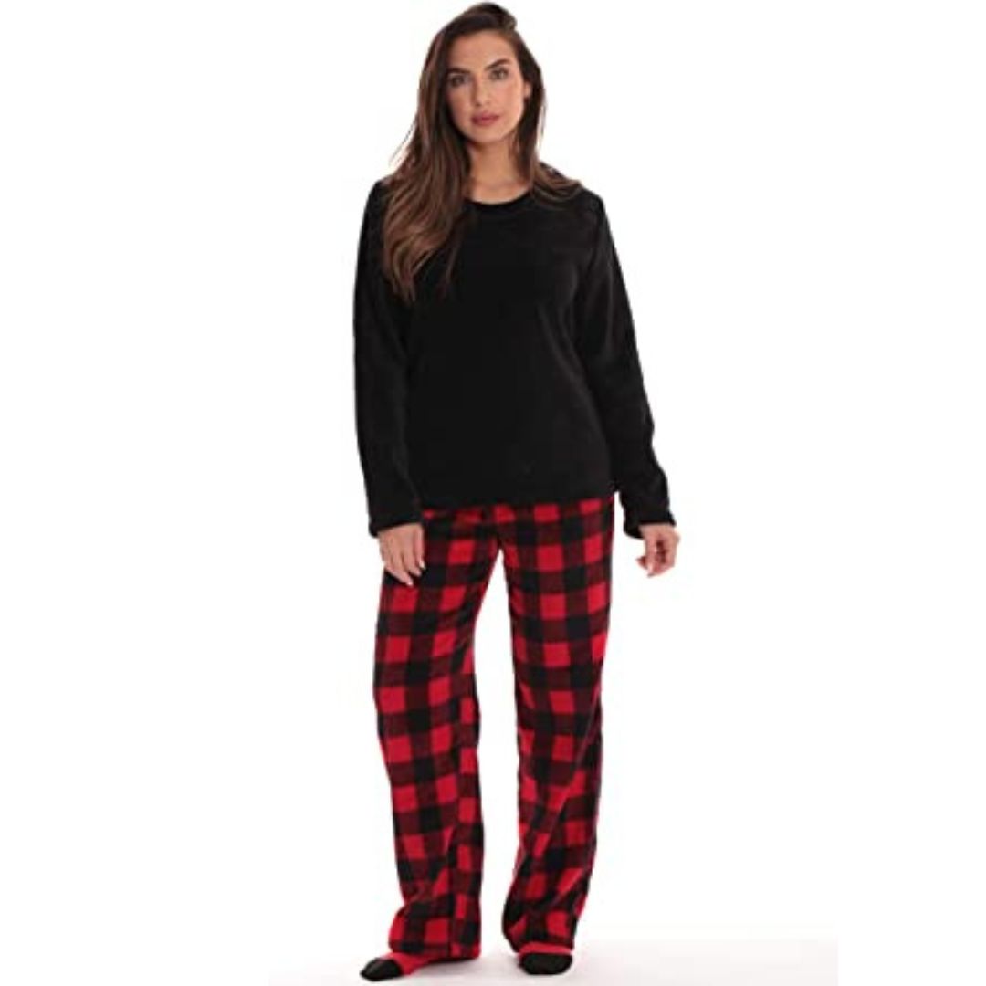 Women Buffalo Plaid Pajama Bottoms with Pockets Drawstring Plaid Sleepwear  Pants Loose Stretch Lounge Sleepwear Nightwear Trousers