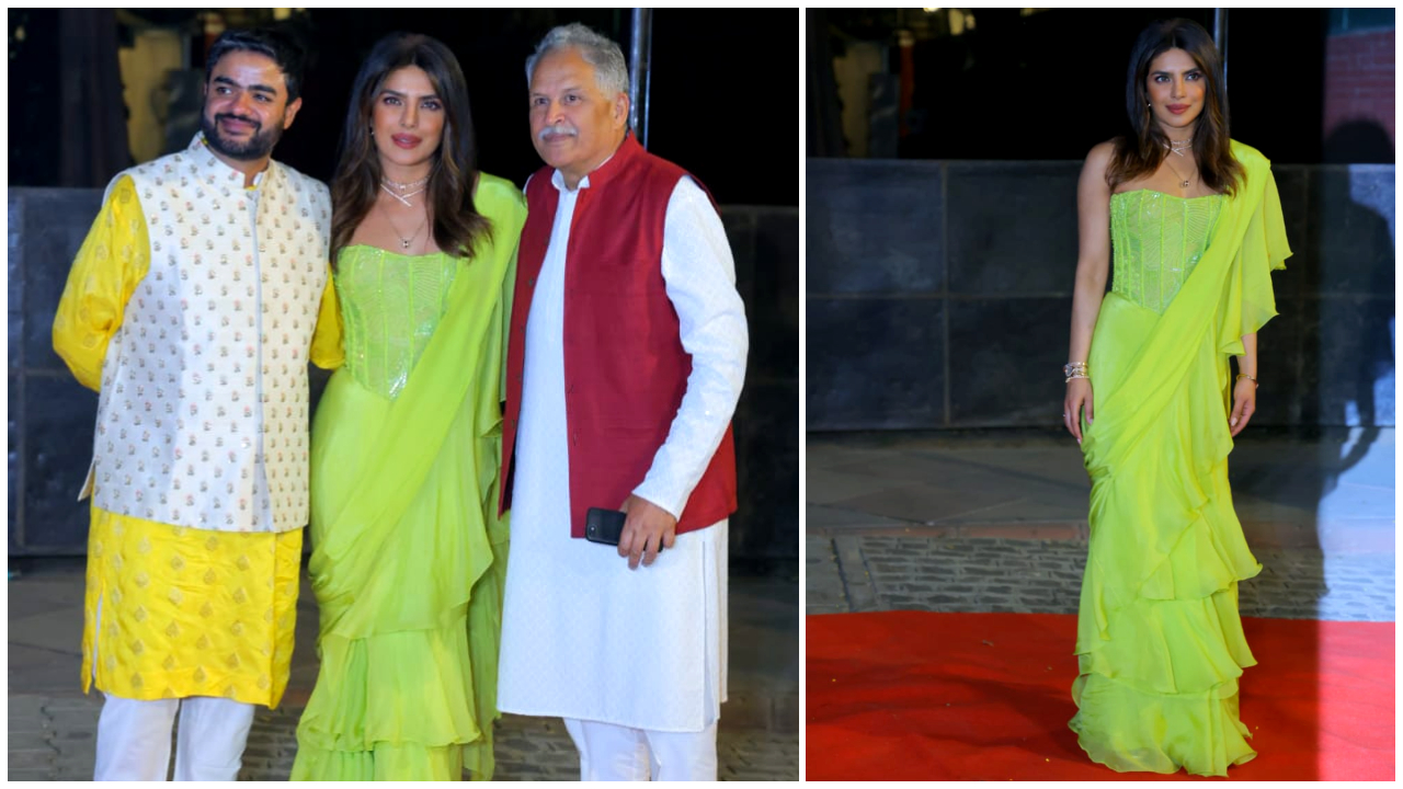 Priyanka Chopra looks ravishing in Mishru's lime green ruffle saree worth a little  under Rs 80k | PINKVILLA