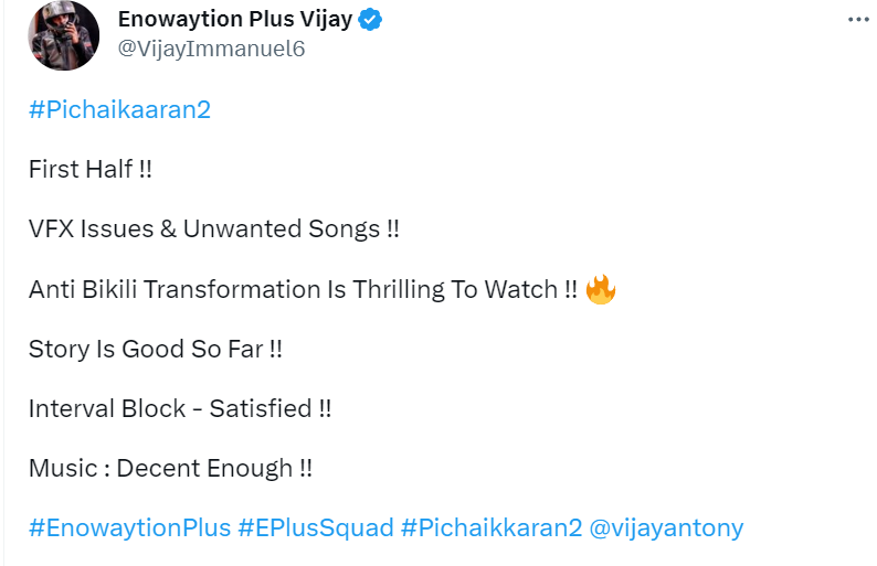 Bài đánh giá trên Twitter của Pichaikkaran