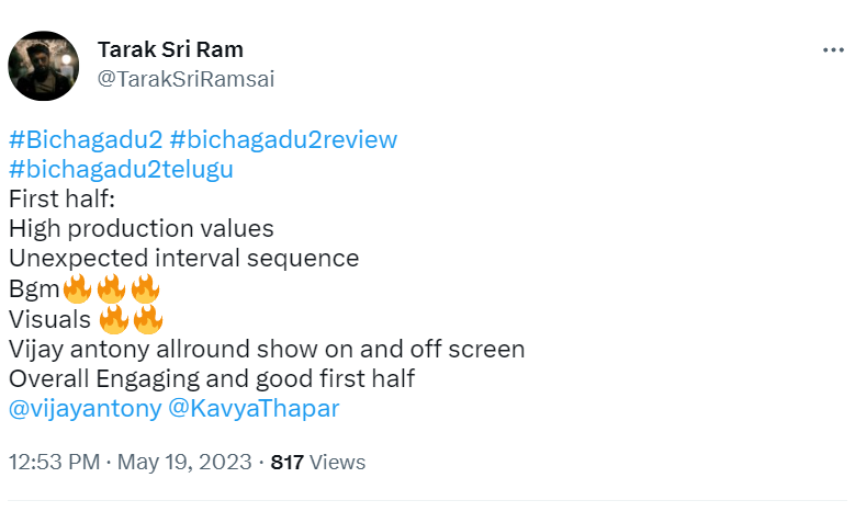 Bài đánh giá trên Twitter của Pichaikkaran