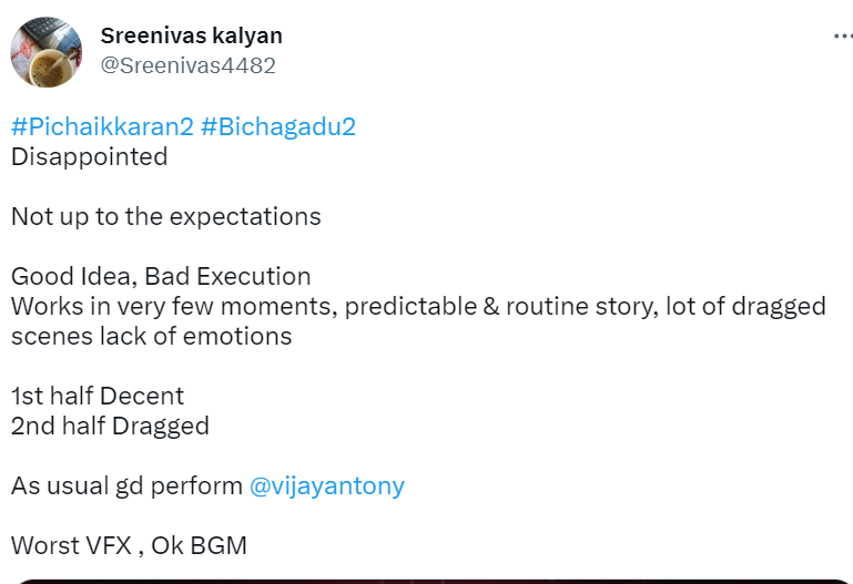 Bài đánh giá trên Twitter của Pichaikkaran