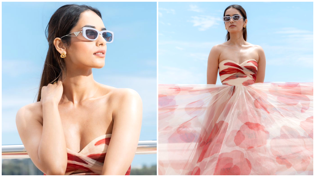 Cannes 2023: Váy in họa tiết Gauri & Nainika của Manushi Chhillar là điện hoa ngoạn mục 