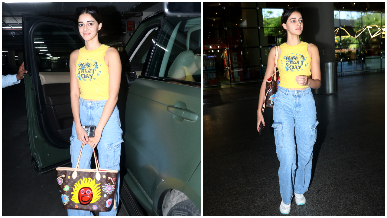 Ananya Panday đại diện cho chiếc áo ba lỗ của Urban Outfitters và chỉ cách 'Chúc một ngày tốt lành'
