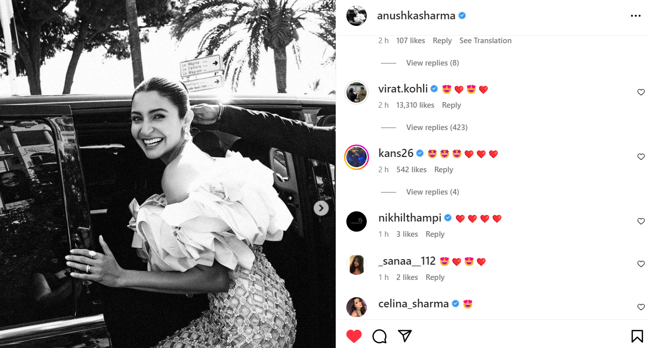 Virat Kohli's reaction to Anushka Sharma's post Virat Kohli's reaction to Anushka Sharma's post