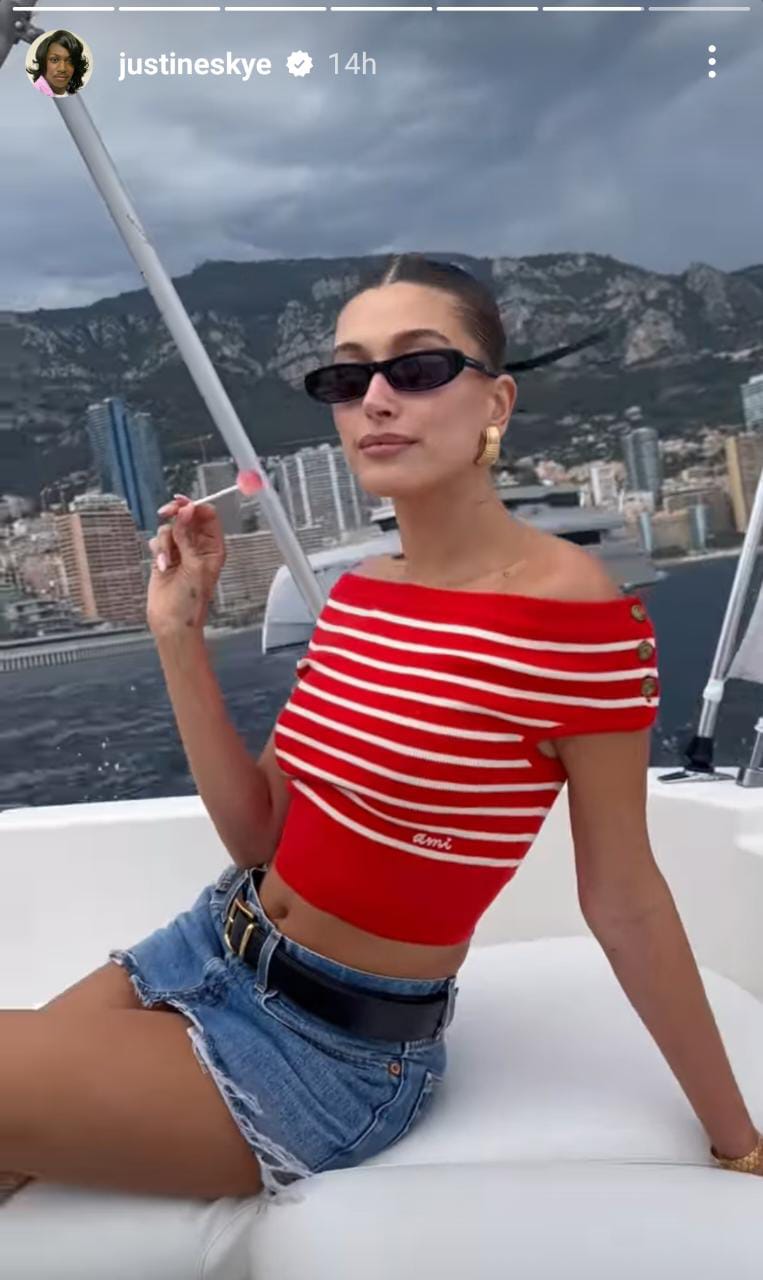 Hailey Bieber (Ảnh: Instagram của Justine Skye) 