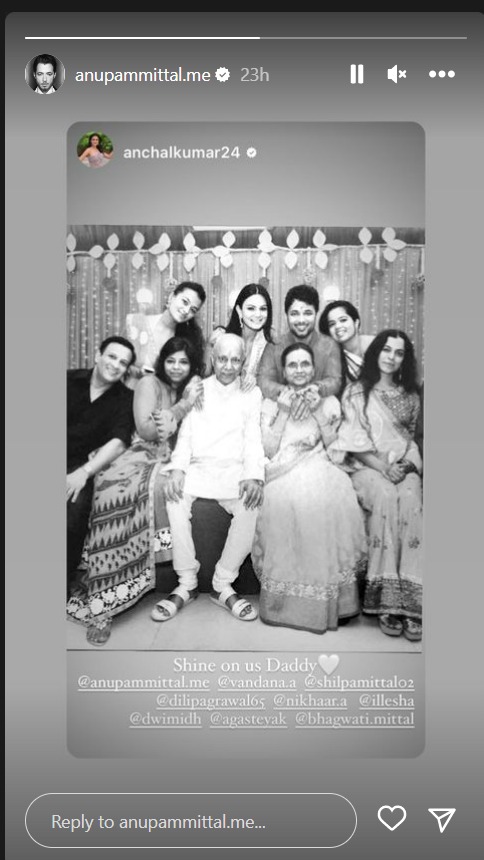 Anupam Mittal uploaded this photo remembering his father
