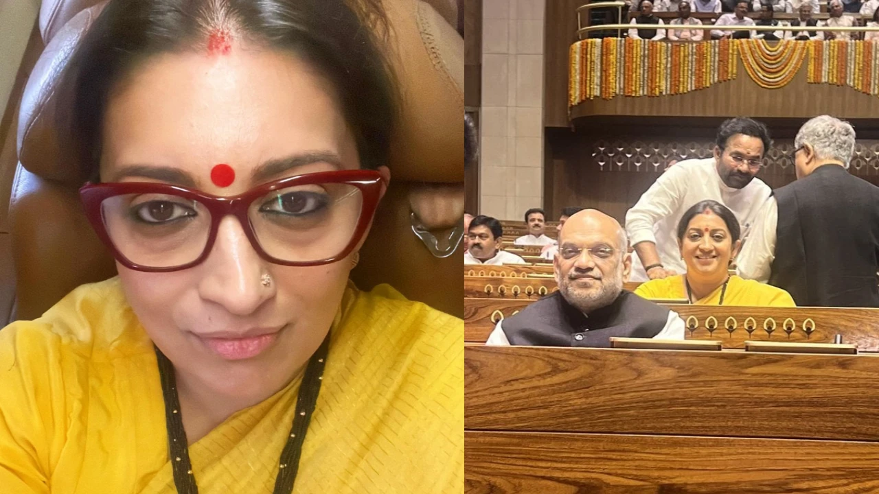 Smriti Irani photobombs Amit Shah's PIC at inauguration ceremony of new parliament building; Seen yet? Smriti Irani