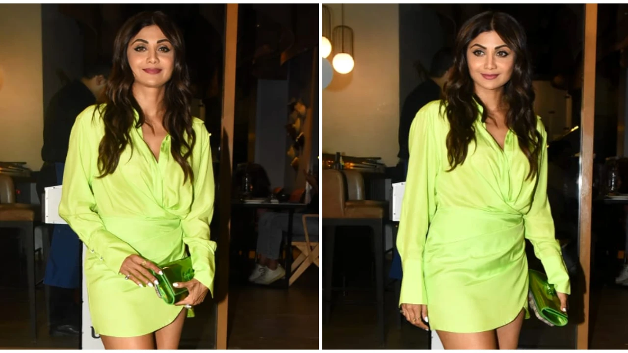 Shilpa Shetty, celebrity style, Bollywood, neon dress, fashion
