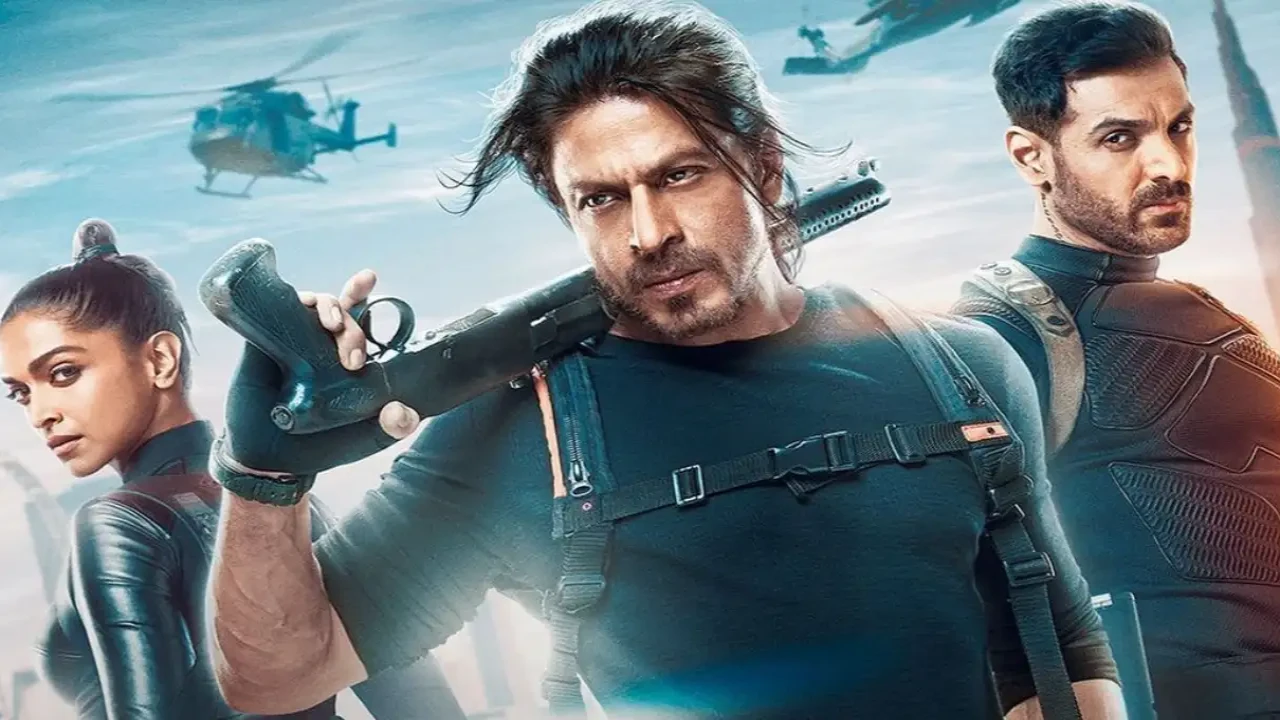 Pathaan has been running in Indian theatres for 100 days now (Credit: Amazon Prime Videos) Shah Rukh Khan, John Abraham, Deepika Padukone