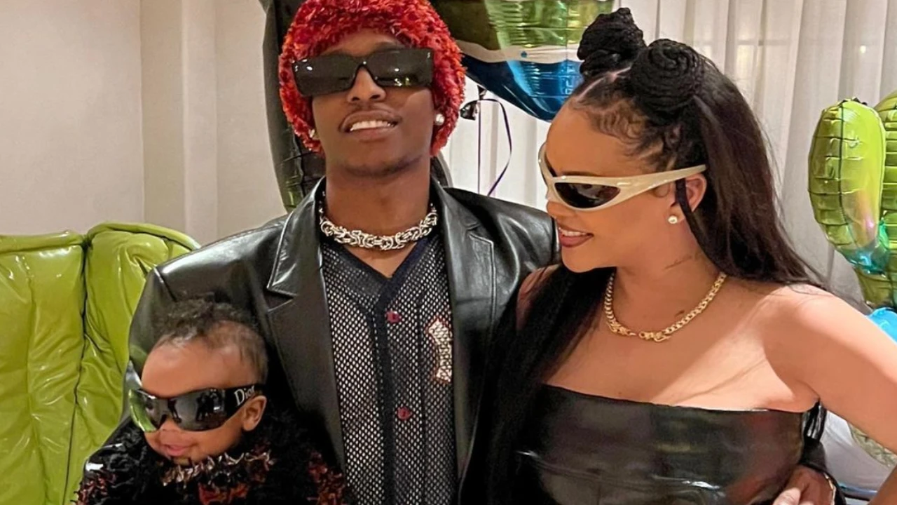 Rihanna and A$AP Rocky with their baby boy RZA (Image: A$AP Rocky Instagram) 