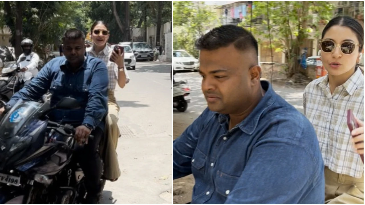 After Amitabh Bachchan, Anushka Sharma SPOTTED taking a bike ride in Mumbai  to reach work- WATCH | PINKVILLA