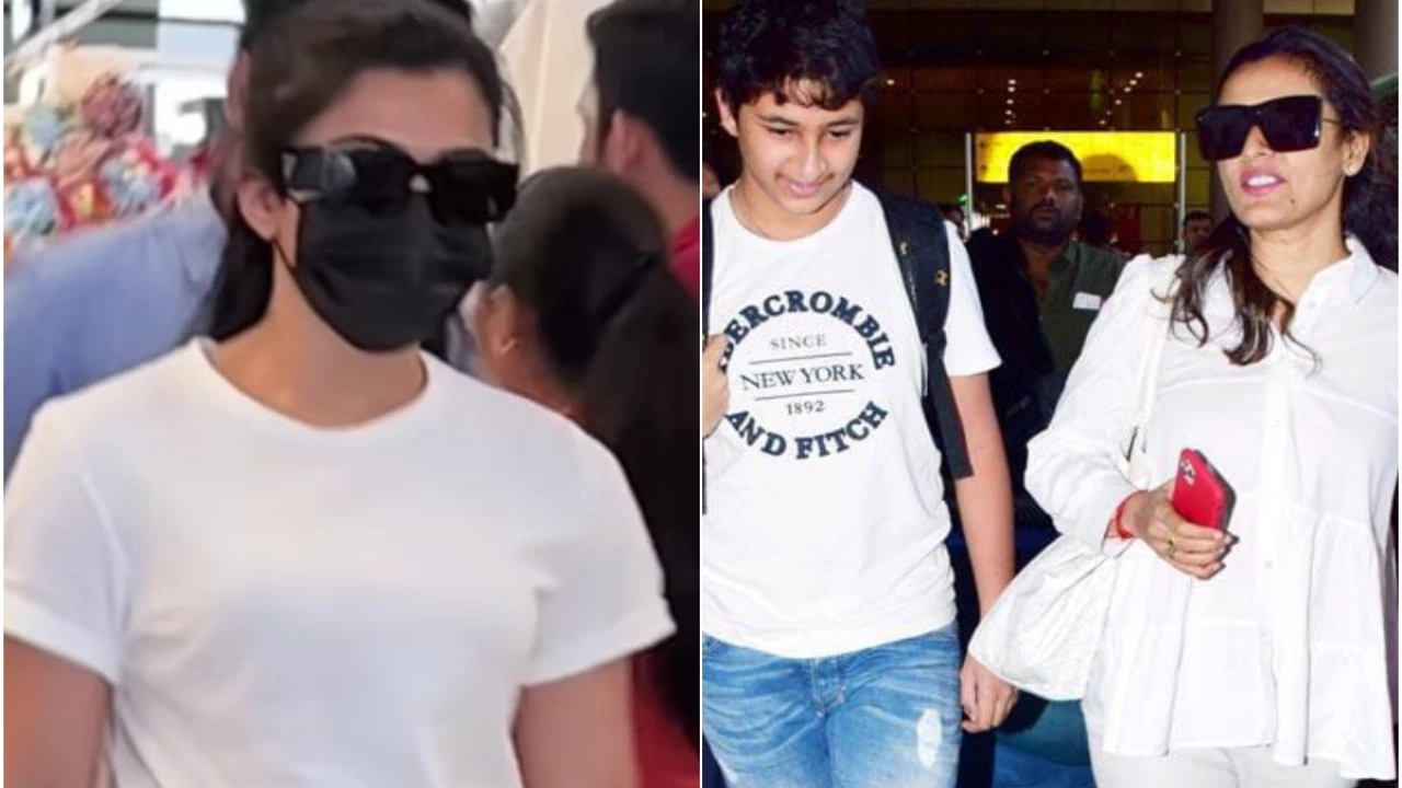 Airport Spotting: Rashmika Mandanna prioritizes health; Namrata Shirodkar gets clicked with son Gautam (PC: Kamlesh Nand ) Kamlesh Nand