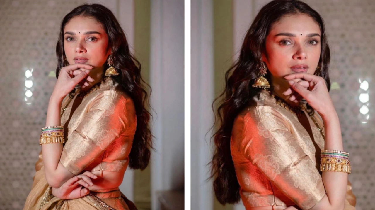 Aditi Rao Hydari shines like molten gold in her regal silk lehenga by Raw  Mango | PINKVILLA