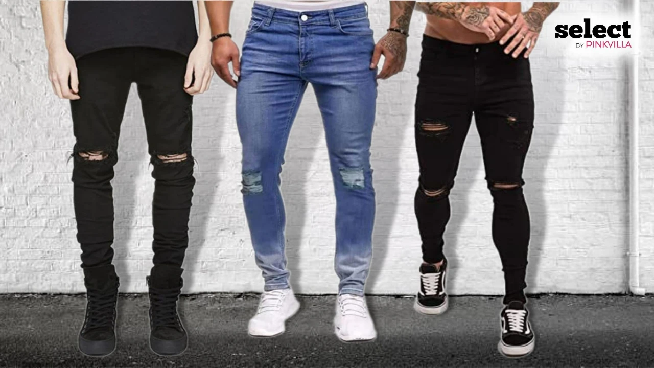 Cheap Fashion Men Solid Ripped Skinny Fit Stretch Denim Color Patchwork Jeans  Pants  Joom