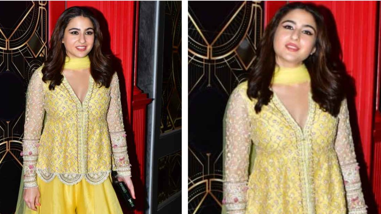 Sara Ali Khan radiates positivity in yellow sharara set by Ridhi Mehra that costs a bomb; Know its price sara-ali-khan-sharara-zara-hatke-zara-bachke-kurta-sets-ethnic-fashion