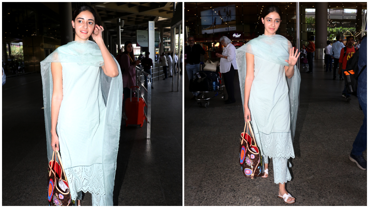 Bộ khung dệt Kurta của Ananya Panday có màu xanh lam rất đẹp và giá cả phải chăng;  Kiểm tra nó ra 