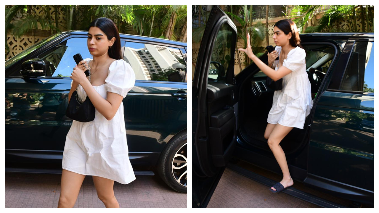 Khushi Kapoor đưa ra những mục tiêu mùa hè khi cô ấy kết hợp một chiếc váy trắng với Rs.  Túi Prada 1.6L