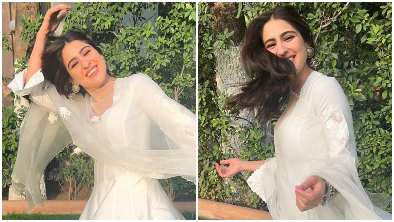 Bộ đồ Devnaagri Anarkali của Sara Ali Khan trông sang trọng màu ngà và là sự lựa chọn trang phục hoàn hảo cho đám cưới