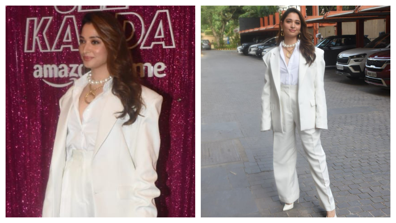 Tamannaah Bhatia đi thẩm mỹ trang trọng trong chiếc quần trắng cho buổi ra mắt trailer 'Jee Karda'