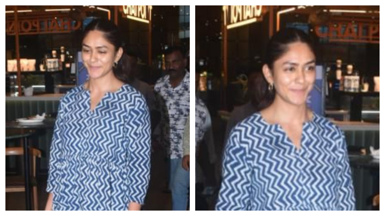 Mrunal Thakur đã nâng tầm diện mạo sân bay kurta in hình của mình bằng một chiếc túi Louis Vuitton sành điệu trị giá hơn 2 lakh Rs