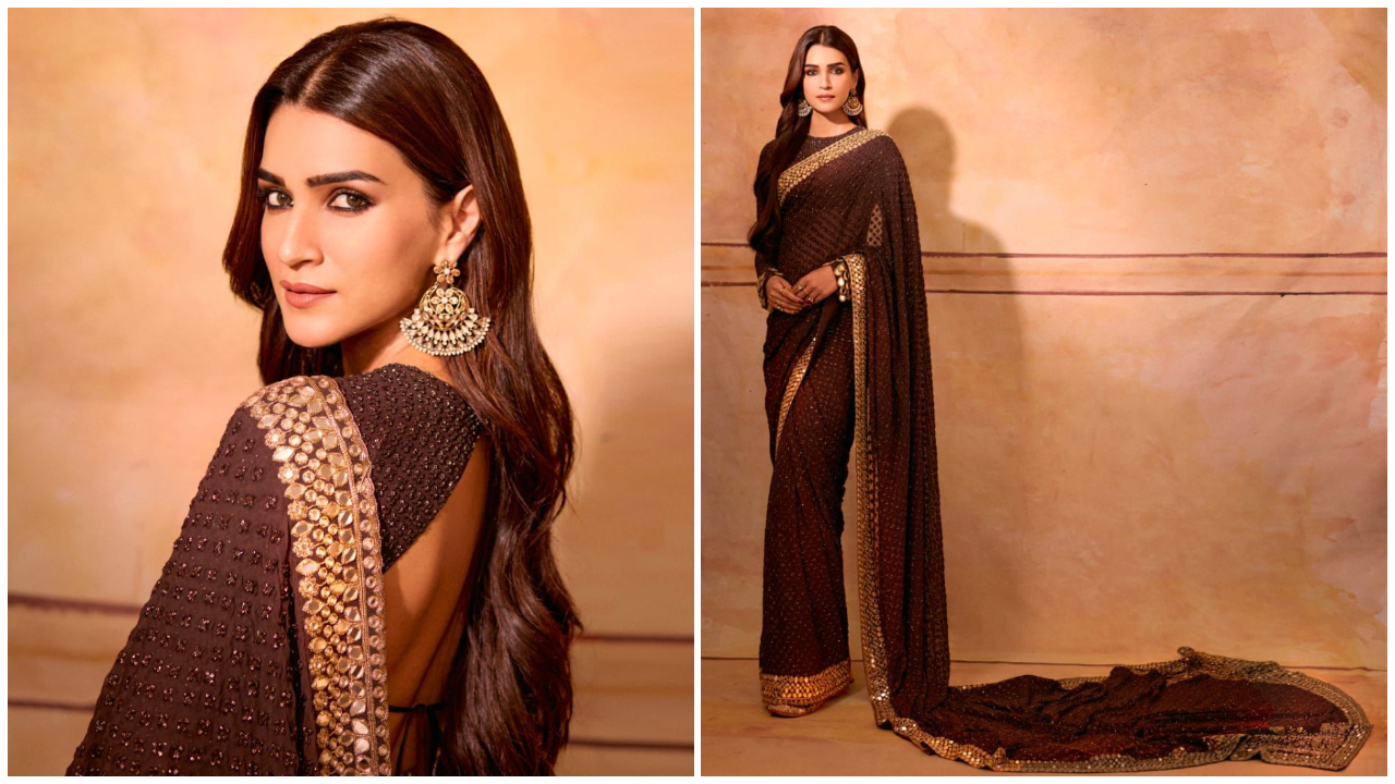Kriti Sanon rạng ngời trong bộ saree tráng gương Arpita Mehta hoàn hảo cho một buổi tối mùa hè lung linh 