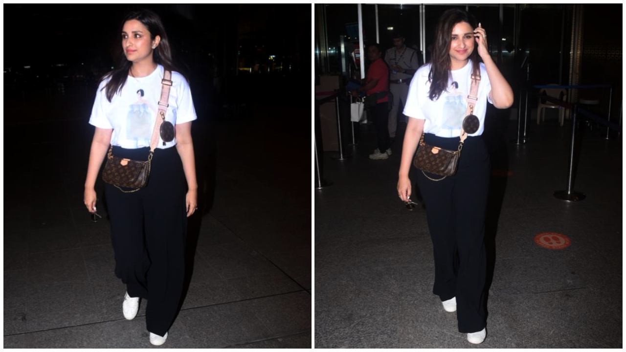 Chiếc áo phông Zara của Parineeti Chopra dưới 2 nghìn Rs được tạo kiểu với chiếc túi nhiều túi của Louis Vuitton thật tuyệt 