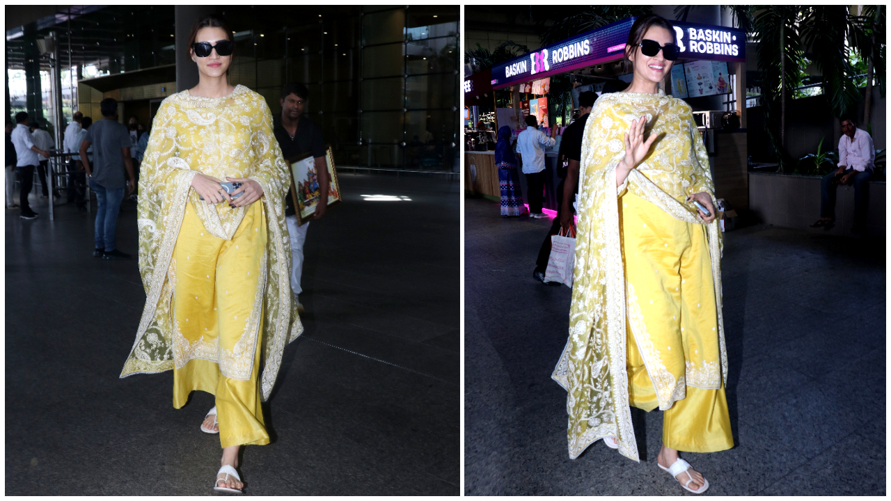 Kriti Sanon's Aprajita Toor footwear looks ultra-elegant with her Summer kurta suit 