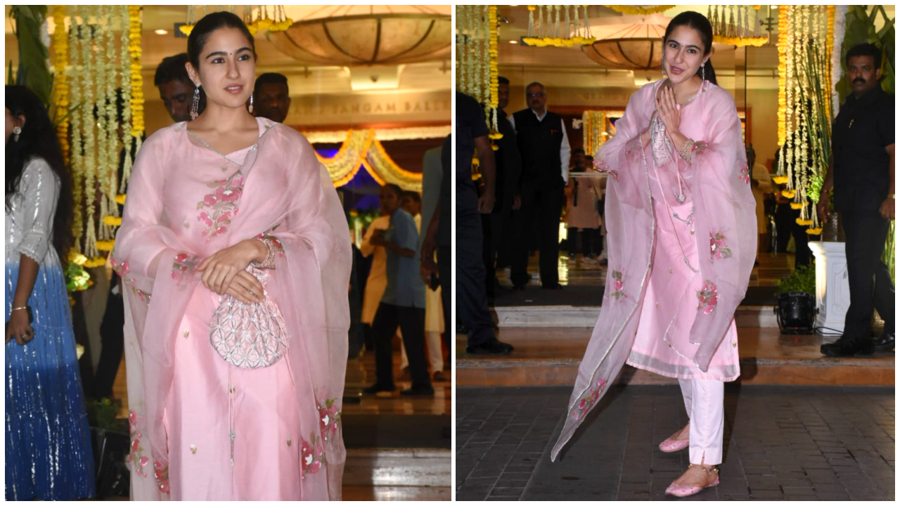 Bộ đồ kurta tùy chỉnh của Muksweta Sara Ali Khan có màu hồng và rất hấp dẫn