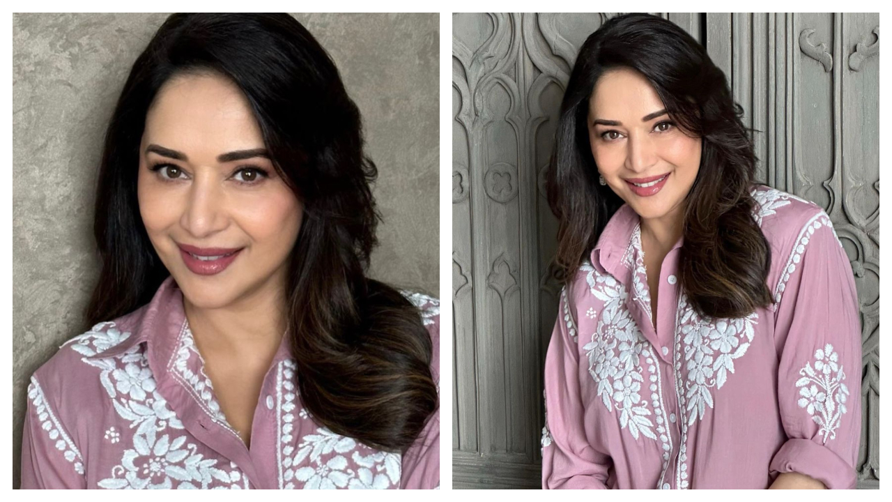 Madhuri Dixit sets up a new standard of grace and elegance in an under Rs 3K pastel pink kurti | PINKVILLA
