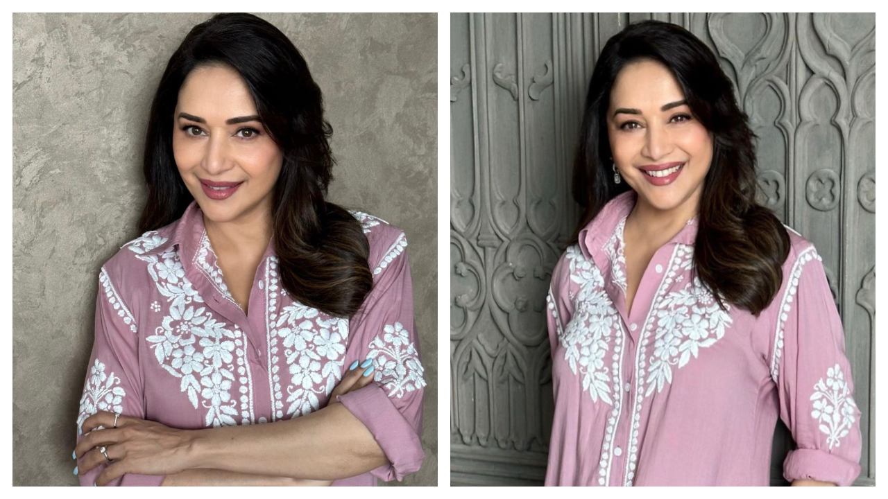 Madhuri Dixit đã thiết lập một tiêu chuẩn mới về sự thanh lịch và duyên dáng trong chiếc kurti màu hồng nhạt dưới 3K Rs