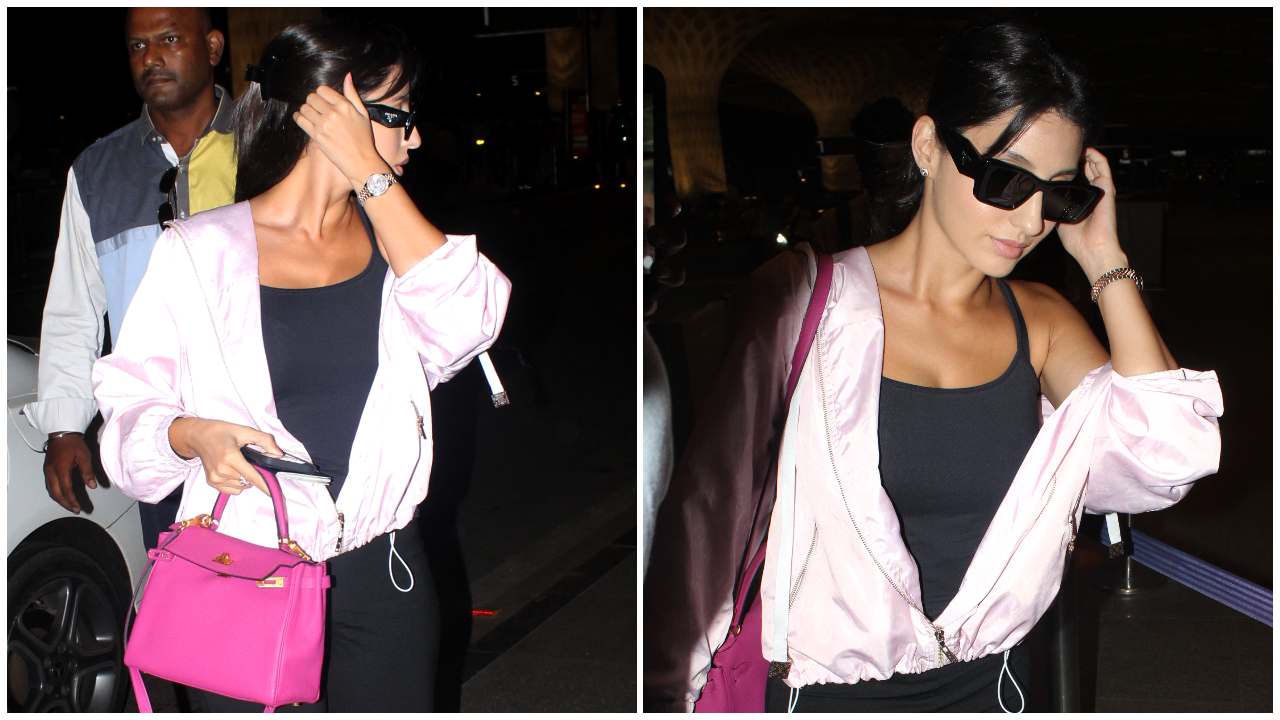 Nora Fatehi hồng rực trong áo khoác Louis Vuitton và túi xách Hermès Kelly 