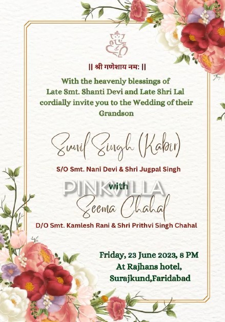 Wedding Card of Kabir Duhan Singh