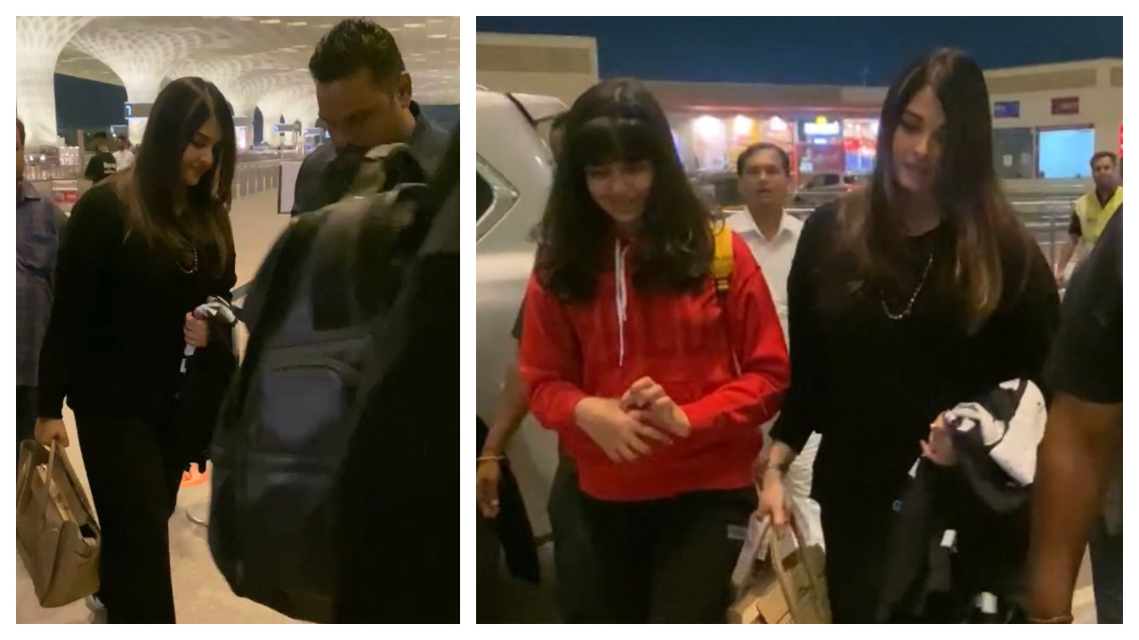 Cặp Aishwarya Rai Bachchan Rs.  Túi hành lý siêu nhỏ 3,09 lakhs với bộ đồng phục màu đen