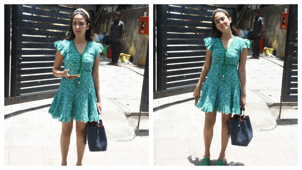 Mira Rajput pairs an adorable blue-green sundress with Louis Vuitton bag  worth Rs 2.71 Lakhs; PICS inside