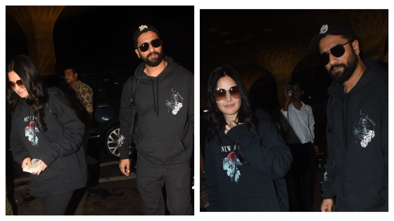 Katrina Kaif và Vicky Kaushal đặt mục tiêu cho cặp đôi bằng cách kết đôi trong chiếc áo hoodie đen của All Saints