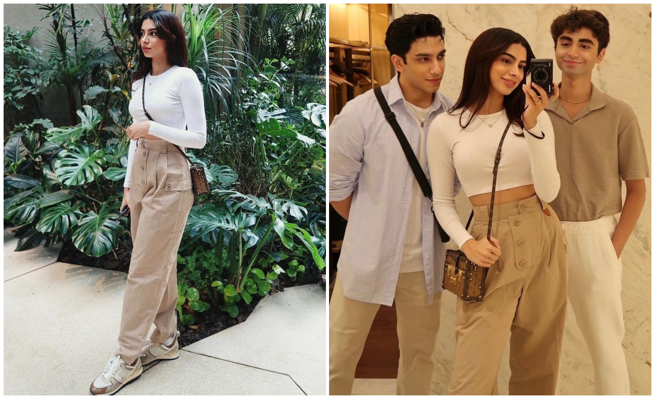 Trang phục mùa hè của Khushi Kapoor rực rỡ với túi tote Louis Vuitton và giày Louis Vuitton hơn 4 Rs lakh.
