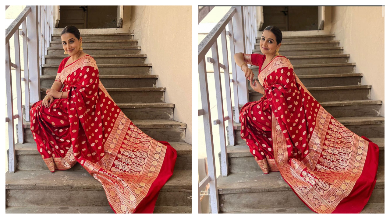 Vidya Balan vinh danh 'Parineeta' trong bộ saree đỏ giá cả phải chăng từ Silk Mark India