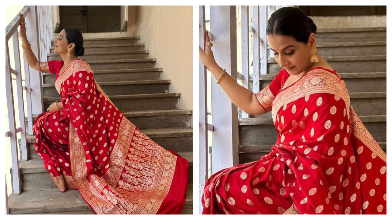 Vidya Balan pays homage to 'Parineeta' in affordable red saree from Silk  Mark India | PINKVILLA