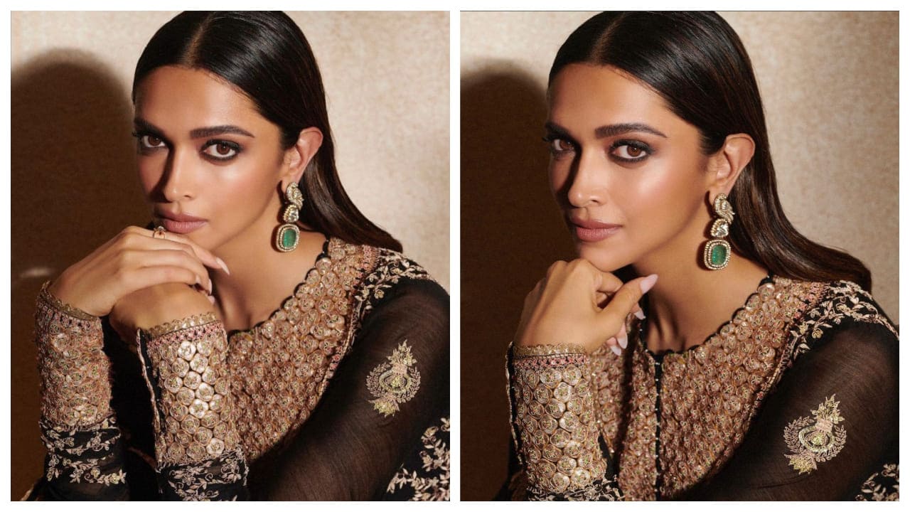 Deepika Padukone looks like elegance personified in a captivating black  ensemble by Anamika Khanna | PINKVILLA