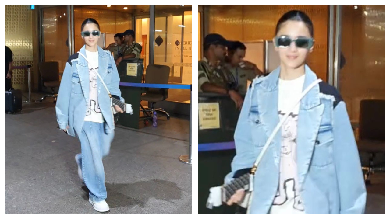 Sân bay của Alia Bhatt trong bộ đồ denim cổ điển thơ mộng và Rs.  Túi Gucci 3,68 vạn rất thú vị