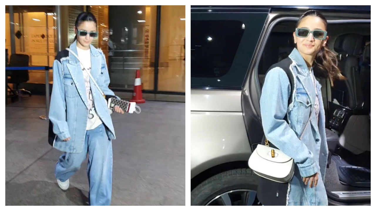 Alia Bhatt's airport look in classic denim dream fit and Rs. 3.68 lakhs  Gucci bag is effortlessly cool | PINKVILLA