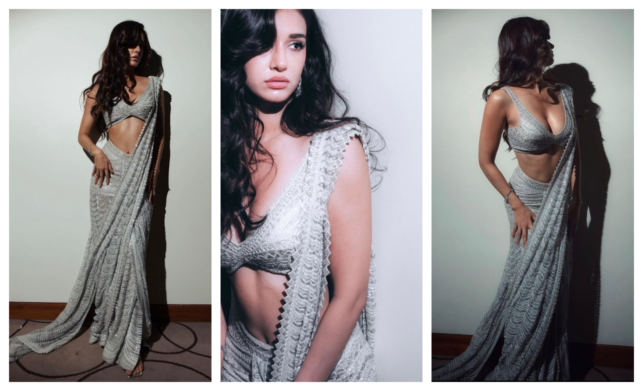 Disha Patani shines like a diva in silver saree and bralette by Ritika  Mirchandani with a hefty price tag | PINKVILLA