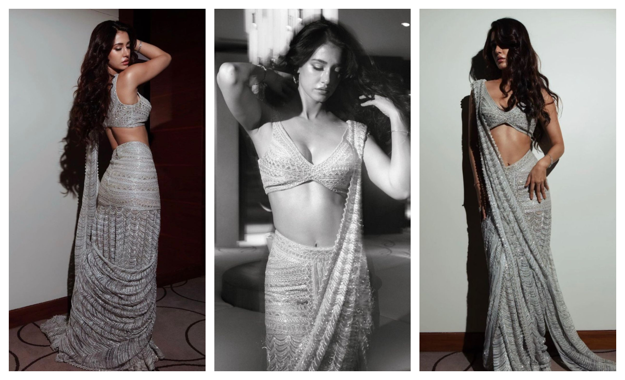 Disha Patani shines like a diva in silver saree and bralette by Ritika  Mirchandani with a hefty price tag | PINKVILLA