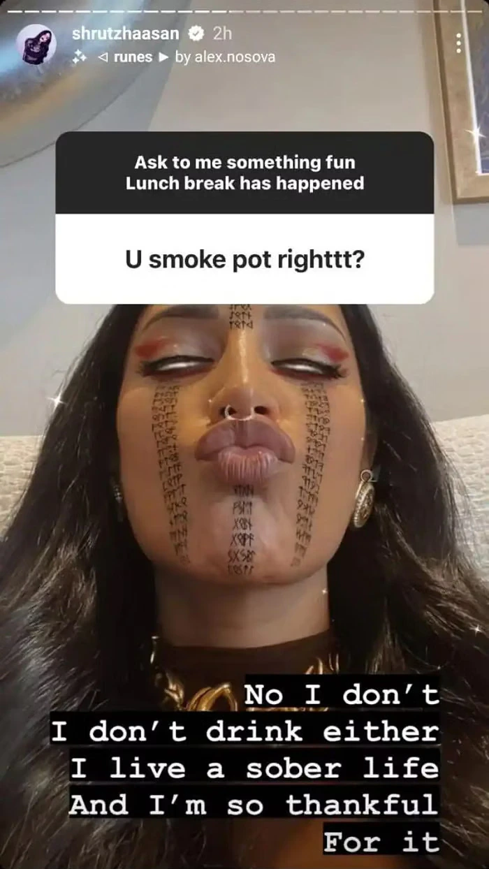 Shruti Haasan 'smokes pot?' Actress replies to fans about smoking and drinking habits