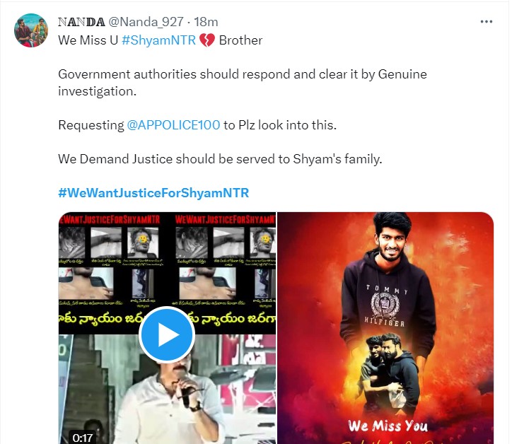 Người hâm mộ cuồng nhiệt của Jr NTR Shyam qua đời trên twitter news