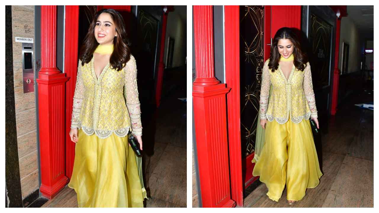 Sara Ali Khan tỏa ra sự tích cực trong chiếc sharara màu vàng của Ridhi Mehra có giá trị như một quả bom;  Biết giá